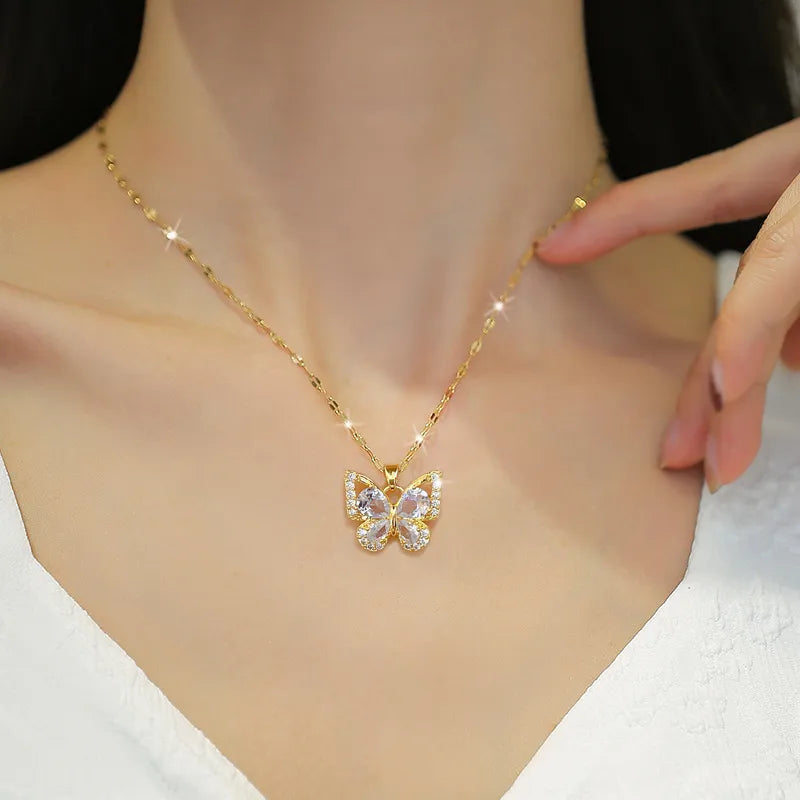 IRIDORI Butterfly Lip Chain Earrings Necklace